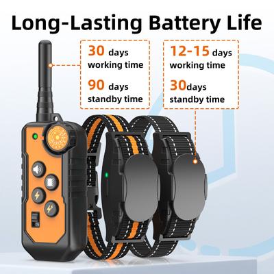 Show full view: Bousnic 1000ft Dog Training Collar Electric Rechargeable Waterproof Dog Shock Collar with Remote for Small, Medium & Large Dog, Orange, 2 count slide 7 of 8