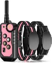 Bousnic 1000ft Dog Training Collar Electric Rechargeable Waterproof Dog Shock Collar with Remote for Small, Medium & Large Dog, Pink, 2 count
