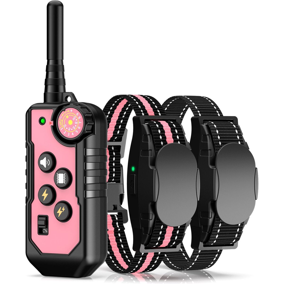 Bousnic 1000ft Dog Training Collar Electric Rechargeable Waterproof Dog Shock Collar with Remote for Small, Medium & Large Dog, Pink, 2 count