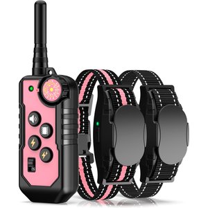 Bousnic 1000ft Dog Training Collar Electric Rechargeable Waterproof Dog Shock Collar with Remote for Small, Medium & Large Dog, Pink, 2 count