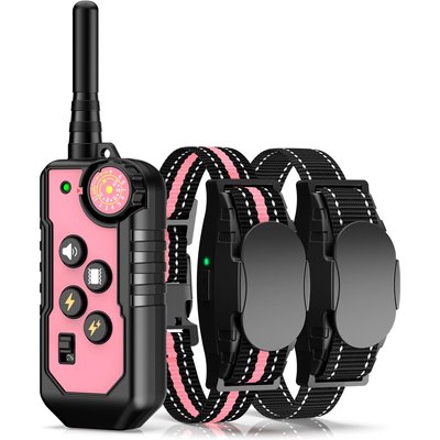 Bousnic Bousnic 1000ft Dog Training Collar Electric Rechargeable Waterproof Dog Shock Collar with Remote for Small, Medium & Large Dog, Pink, 2 count