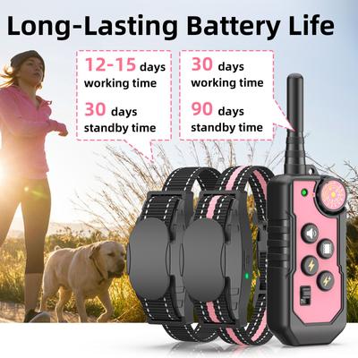 Show full view: Bousnic 1000ft Dog Training Collar Electric Rechargeable Waterproof Dog Shock Collar with Remote for Small, Medium & Large Dog, Pink, 2 count slide 7 of 8