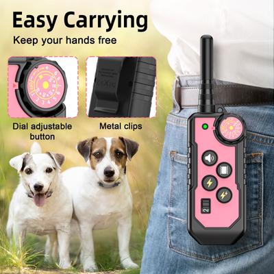Show full view: Bousnic 1000ft Dog Training Collar Electric Rechargeable Waterproof Dog Shock Collar with Remote for Small, Medium & Large Dog, Pink, 2 count slide 5 of 8