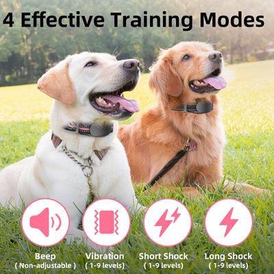 Show full view: Bousnic 1000ft Dog Training Collar Electric Rechargeable Waterproof Dog Shock Collar with Remote for Small, Medium & Large Dog, Pink, 2 count slide 2 of 8