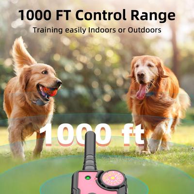 Show full view: Bousnic 1000ft Dog Training Collar Electric Rechargeable Waterproof Dog Shock Collar with Remote for Small, Medium & Large Dog, Pink, 2 count slide 3 of 8