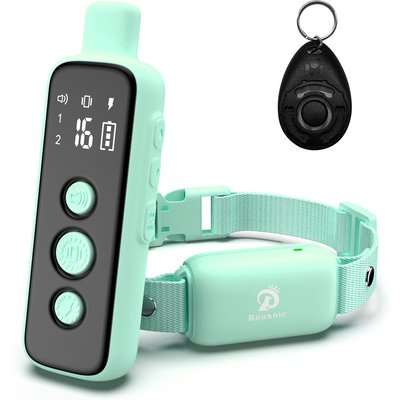 Bousnic Bousnic 1000-ft Range Waterproof Rechargeable Dog Shock Training Collar with Remote, Green