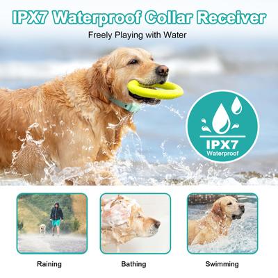 Show full view: Bousnic 1000-ft Range Waterproof Rechargeable Dog Shock Training Collar with Remote, Green slide 3 of 8