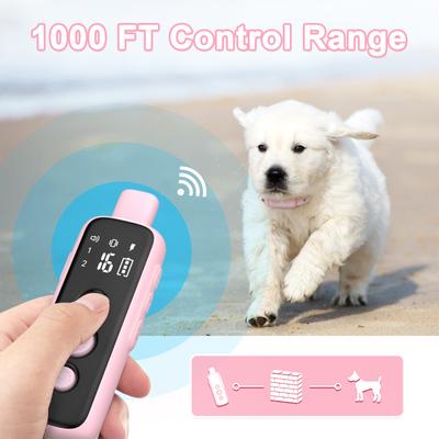 Show full view: Bousnic 1000-ft Range Waterproof Rechargeable Dog Shock Training Collar with Remote, Pink slide 5 of 9