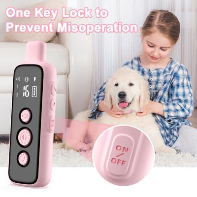 Show full view: Bousnic 1000-ft Range Waterproof Rechargeable Dog Shock Training Collar with Remote, Pink slide 6 of 9