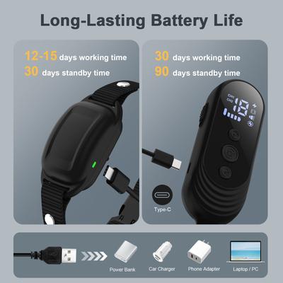 Show full view: Bousnic 1000FT Remote Dog Shock Training Collar, Black, 2 count slide 7 of 8