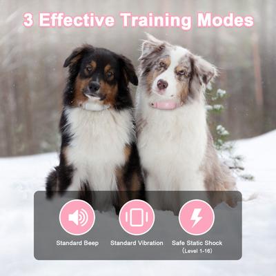 Show full view: Bousnic 1000-ft Remote Waterproof Electric Dog Training Collar, Pink, 2 count slide 3 of 11