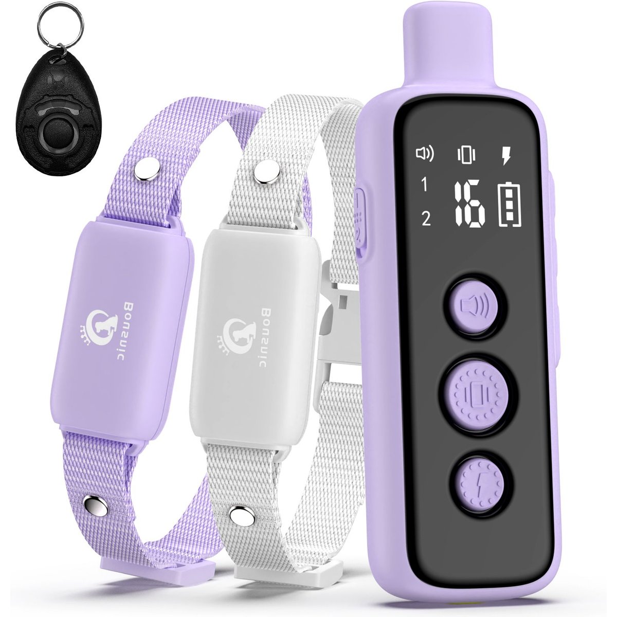 Bousnic 1000-ft Remote Waterproof Electric Dog Training Collar, Purple, 2 count