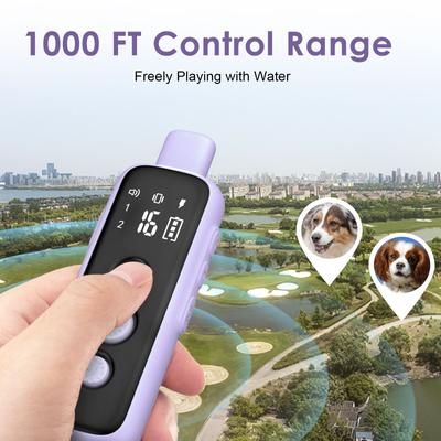 Show full view: Bousnic 1000-ft Remote Waterproof Electric Dog Training Collar, Purple, 2 count slide 3 of 10