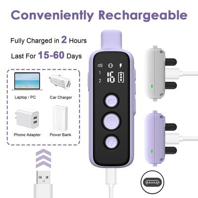 Show full view: Bousnic 1000-ft Remote Waterproof Electric Dog Training Collar, Purple, 2 count slide 7 of 10