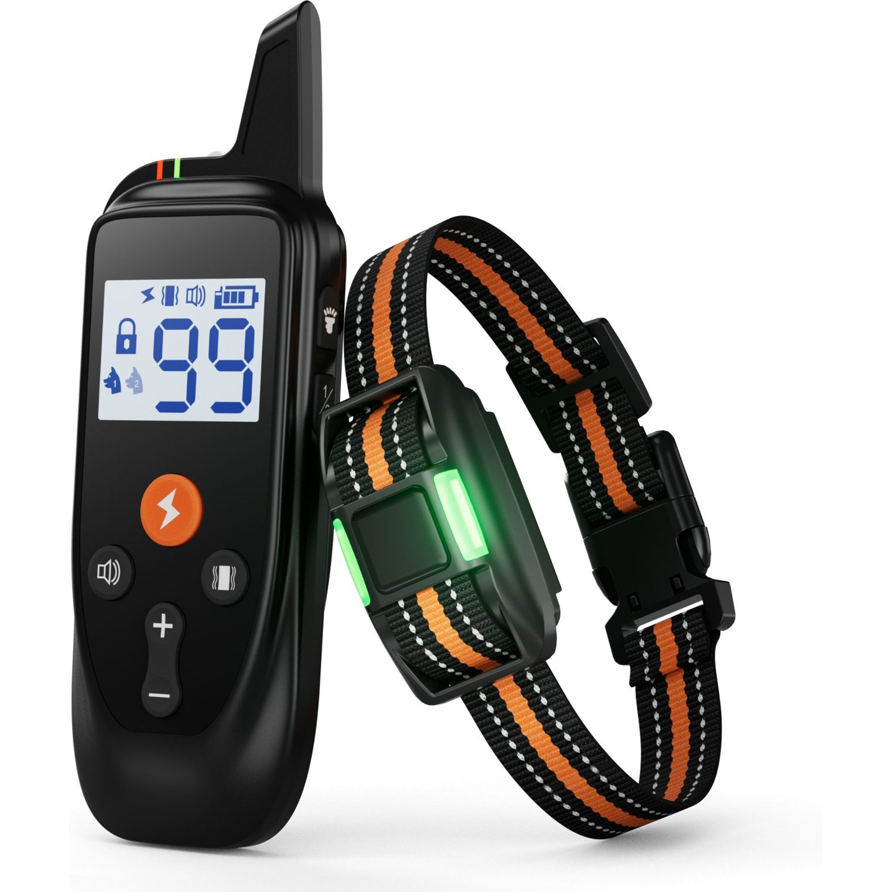 Bousnic 124 Levels IPX7 Waterproof 3350-FT Remote Dog Training Electric Shock Collar, Black, 27.5-in neck, 1/2-in wide