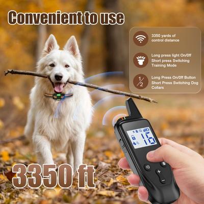 Show full view: Bousnic 124 Levels IPX7 Waterproof 3350-FT Remote Dog Training Electric Shock Collar, Black, 27.5-in neck, 1/2-in wide slide 3 of 8