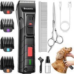 Bousnic 2-Speed Cordless Quiet Dog & Cat Grooming Clipper Kit