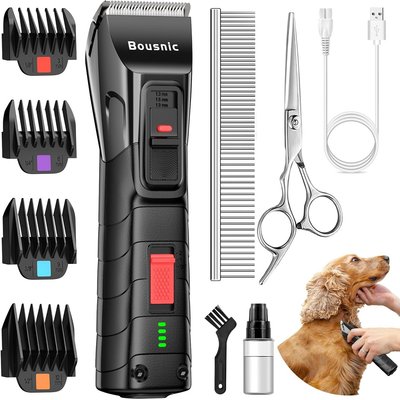 Bousnic Bousnic 2-Speed Cordless Quiet Dog & Cat Grooming Clipper Kit