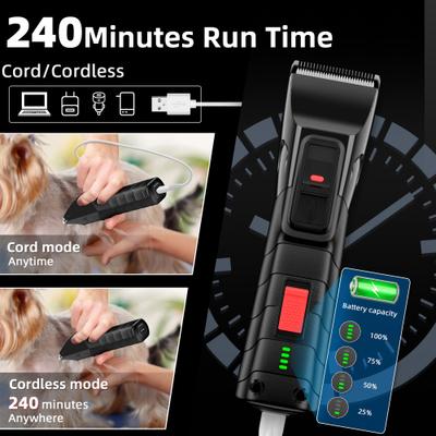 Show full view: Bousnic 2-Speed Cordless Quiet Dog & Cat Grooming Clipper Kit slide 8 of 9
