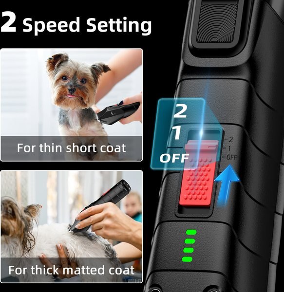 Bousnic 2-Speed Cordless Quiet Dog & Cat Grooming Clipper Kit