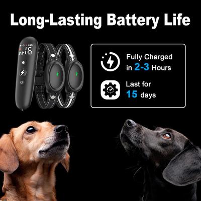 Show full view: Bousnic 2000FT Remote Range Comfortable Dog Shock Training Collar with LED Light, Black, 2 count slide 7 of 8