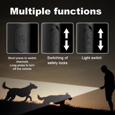 Show full view: Bousnic 2000FT Remote Range Comfortable Dog Shock Training Collar with LED Light, Black, 2 count slide 6 of 8