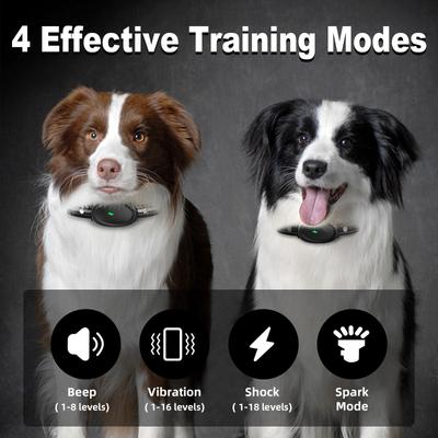 Show full view: Bousnic 2000FT Remote Range Comfortable Dog Shock Training Collar with LED Light, Black, 2 count slide 2 of 8