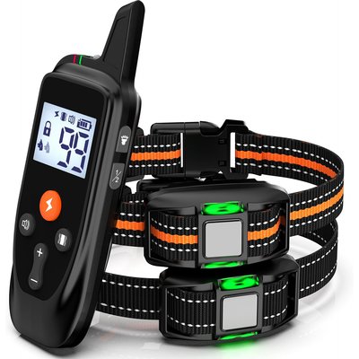 Bousnic Bousnic 3350-ft Range Remote Innovative 124 Levels Waterproof Dog Shock Collar, Black, 2 count