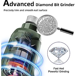 Bousnic 6-Speed Pro Quiet Rechargeable Dog & Cat Nail Grinder with 2 LED Lights, Army Green