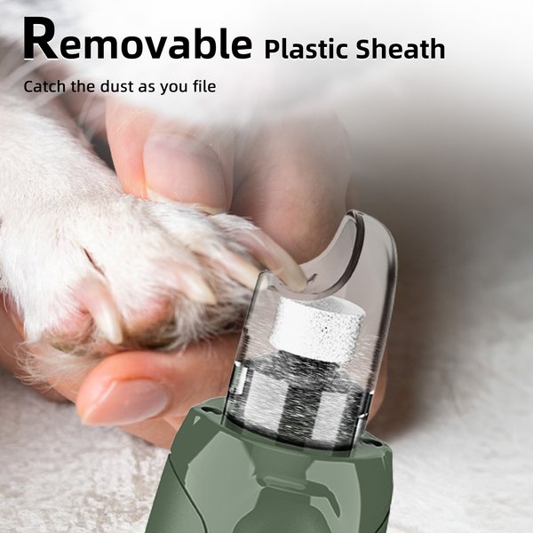 Show full view: Bousnic 6-Speed Pro Quiet Rechargeable Dog & Cat Nail Grinder with 2 LED Lights, Army Green slide 6 of 9