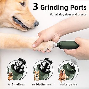 Bousnic 6-Speed Pro Quiet Rechargeable Dog & Cat Nail Grinder with 2 LED Lights, Army Green