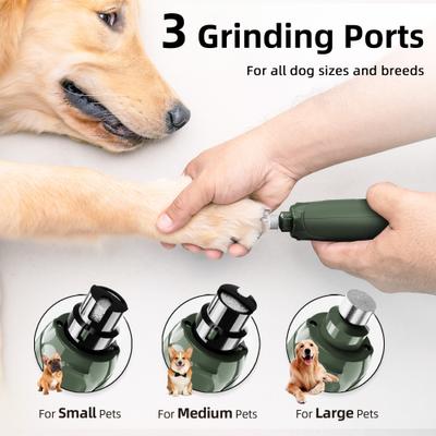 Show full view: Bousnic 6-Speed Pro Quiet Rechargeable Dog & Cat Nail Grinder with 2 LED Lights, Army Green slide 5 of 9