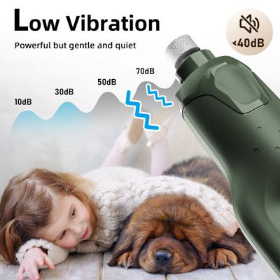 Show full view: Bousnic 6-Speed Pro Quiet Rechargeable Dog & Cat Nail Grinder with 2 LED Lights, Army Green slide 4 of 9