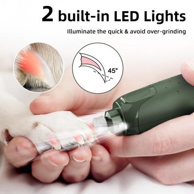 Show full view: Bousnic 6-Speed Pro Quiet Rechargeable Dog & Cat Nail Grinder with 2 LED Lights, Army Green slide 3 of 9