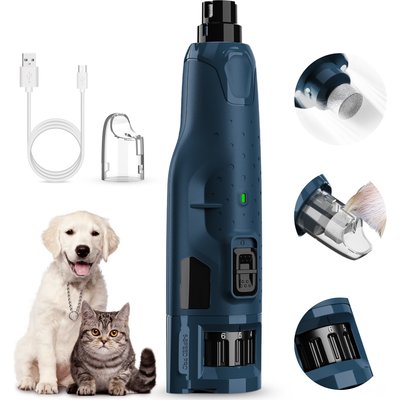 Casfuy Casfuy 6-Speed Pro Quiet Rechargeable Dog & Cat Nail Grinder with 2 LED Lights, Dark Blue