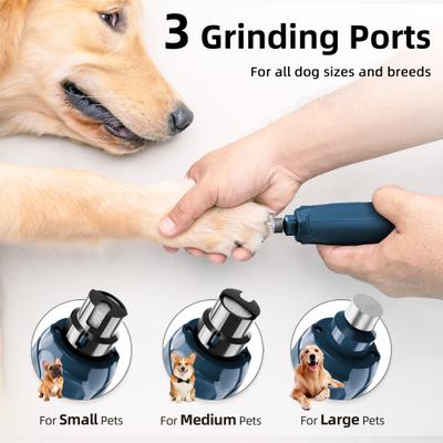 Show full view: Bousnic 6-Speed Pro Quiet Rechargeable Dog & Cat Nail Grinder with 2 LED Lights, Dark Blue slide 5 of 9
