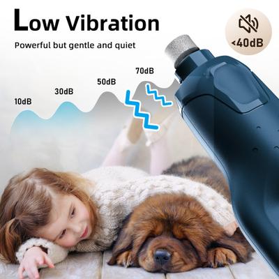 Show full view: Bousnic 6-Speed Pro Quiet Rechargeable Dog & Cat Nail Grinder with 2 LED Lights, Dark Blue slide 4 of 9