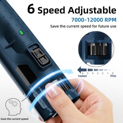 Show full view: Bousnic 6-Speed Pro Quiet Rechargeable Dog & Cat Nail Grinder with 2 LED Lights, Dark Blue slide 2 of 9