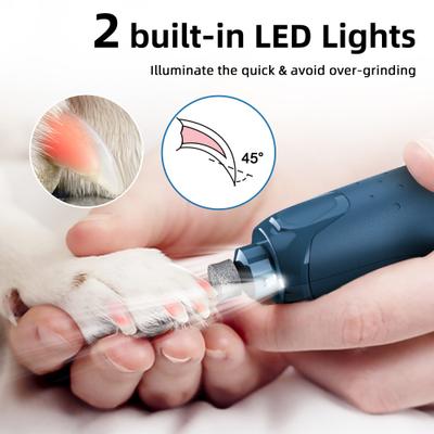 Show full view: Bousnic 6-Speed Pro Quiet Rechargeable Dog & Cat Nail Grinder with 2 LED Lights, Dark Blue slide 3 of 9