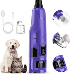 Bousnic 6-Speed Pro Quiet Rechargeable Dog & Cat Nail Grinder with 2 LED Lights, Purple