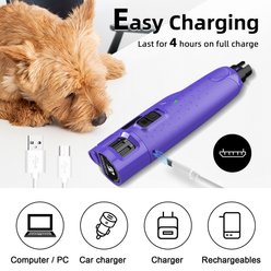 Casfuy 6-Speed Pro Quiet Rechargeable Dog & Cat Nail Grinder with 2 LED Lights, Purple slide 2 of 8
