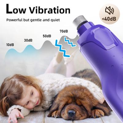 Show full view: Bousnic 6-Speed Pro Quiet Rechargeable Dog & Cat Nail Grinder with 2 LED Lights, Purple slide 4 of 9