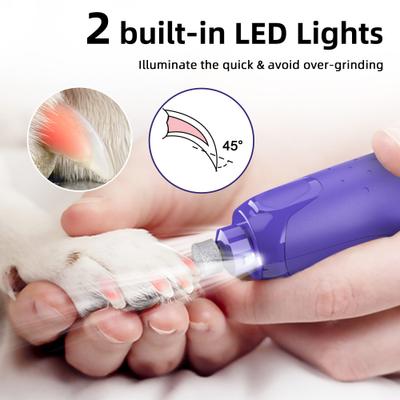 Show full view: Bousnic 6-Speed Pro Quiet Rechargeable Dog & Cat Nail Grinder with 2 LED Lights, Purple slide 3 of 9