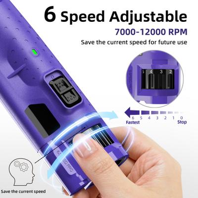 Show full view: Bousnic 6-Speed Pro Quiet Rechargeable Dog & Cat Nail Grinder with 2 LED Lights, Purple slide 2 of 9