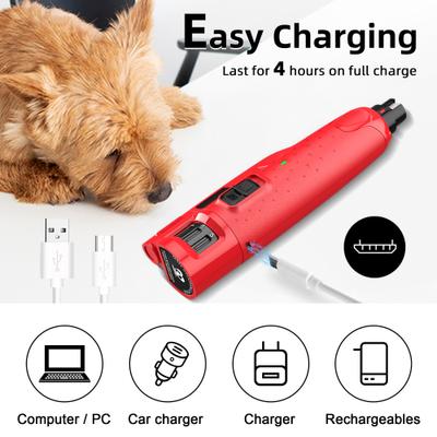 Show full view: Bousnic 6-Speed Pro Quiet Rechargeable Dog & Cat Nail Grinder with 2 LED Lights, Red slide 8 of 9