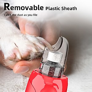Bousnic 6-Speed Pro Quiet Rechargeable Dog & Cat Nail Grinder with 2 LED Lights, Red