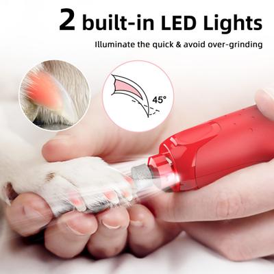 Bousnic 6-Speed Pro Quiet Rechargeable Dog & Cat Nail Grinder with 2 LED Lights