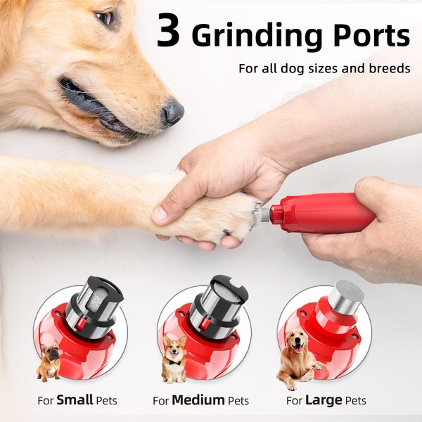 Show full view: Bousnic 6-Speed Pro Quiet Rechargeable Dog & Cat Nail Grinder with 2 LED Lights, Red slide 5 of 9