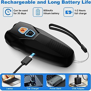 Bousnic Handheld Dual Sensor Ultrasonic Dog Bark Deterrent Device with LED Flashlight, Black
