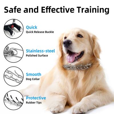 Show full view: Bousnic No Pull Pro-Training Quick Release Buckle Stainless Steel Prong Dog Collar, 20-in neck, 3-mm wide slide 2 of 7